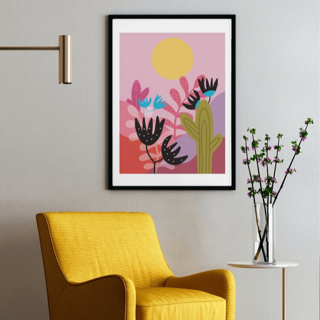 Colourful sun desert modern cactus deco art print (Creator Uploaded)