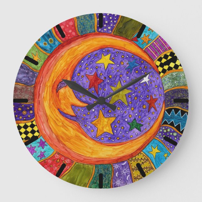 Colourful Sun, Moon and Stars Clock (Front)