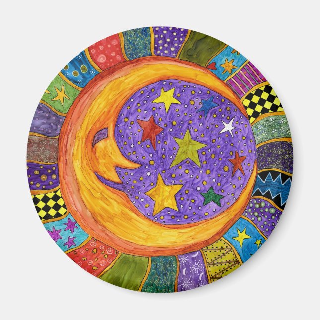 Colourful Sun, Moon and Stars Magnet  (Front)