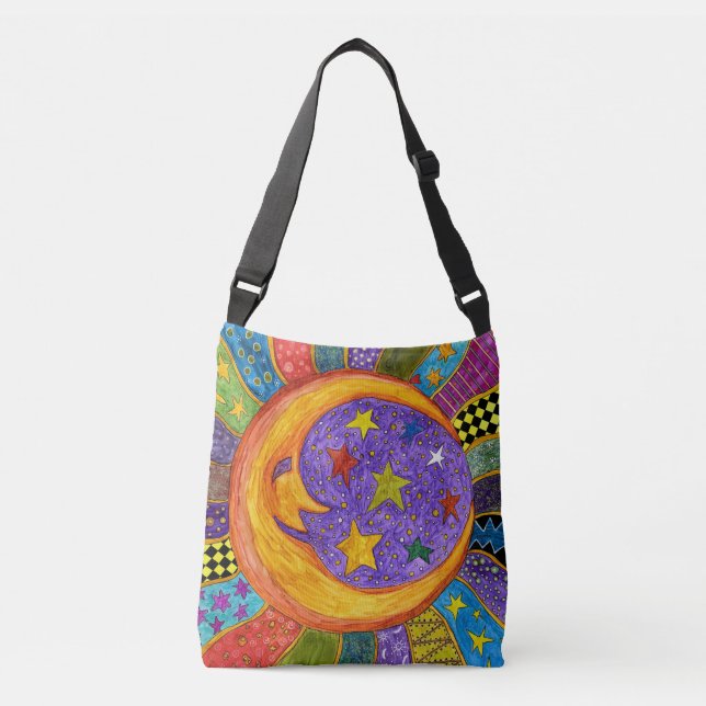 Colourful Sun, Moon and Stars Tote Bag (Front)