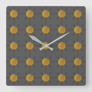 Colourful Sun Pattern on Grey Background Square Wall Clock