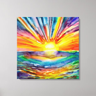 Colourful Sun Rays over the Water Reflection AI Ar Canvas Print