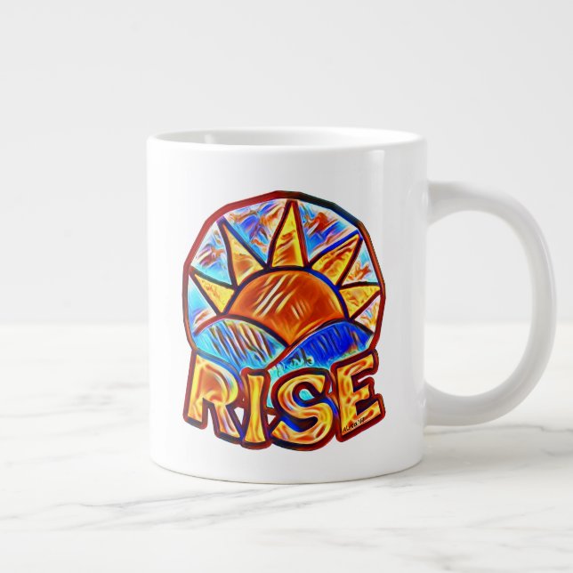 Colourful Sun Rise ~ Uplifting Message Graphic Large Coffee Mug (Right)