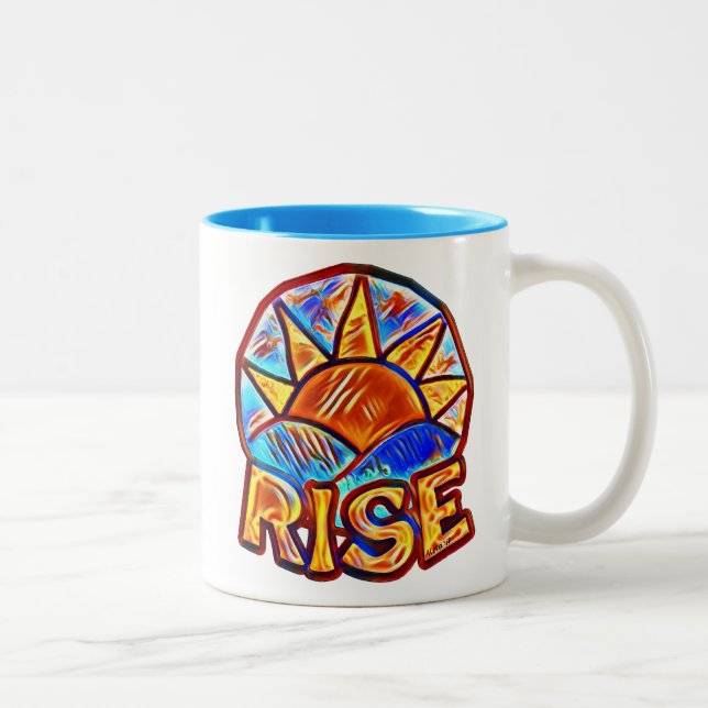 Colourful Sun Rise ~ Uplifting Message Two-Tone Coffee Mug (Right)