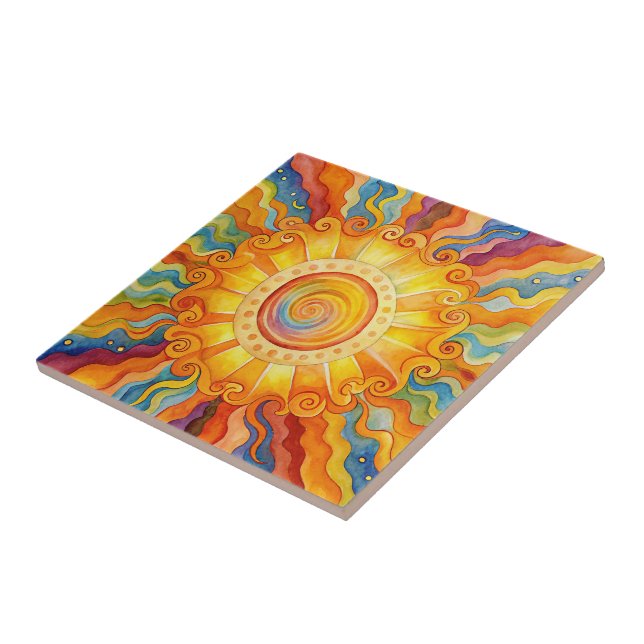 Colourful Sun  Tile (Side)