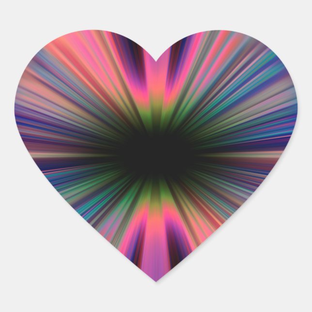 Colourful sunburst rays heart sticker (Front)