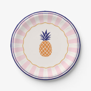 Colourful Sunburst Retro Pineapple Paper Plates