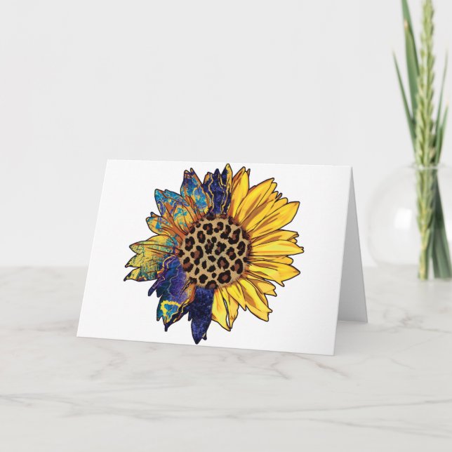 Colourful Sunflower Blank  Card (Front)