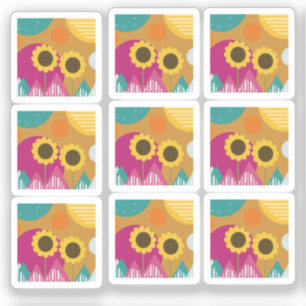 Colourful Sunflower Botanical Floral Pattern