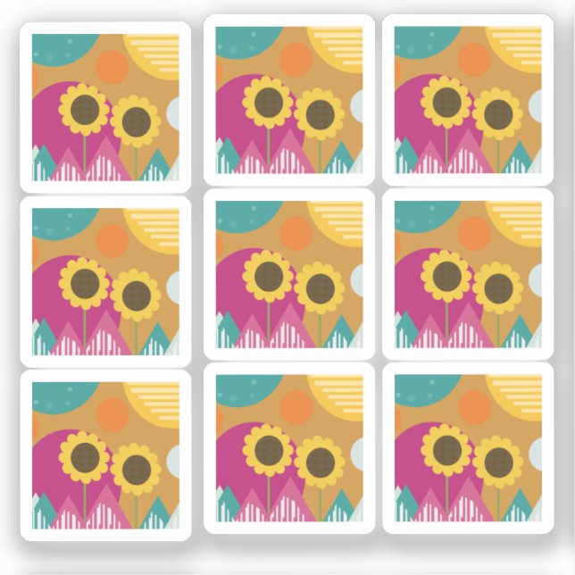Colourful Sunflower Botanical Floral Pattern (Front)