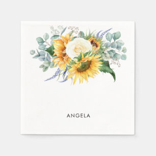 Colourful Sunflower Bouquet Custom Bridal Shower  Napkin