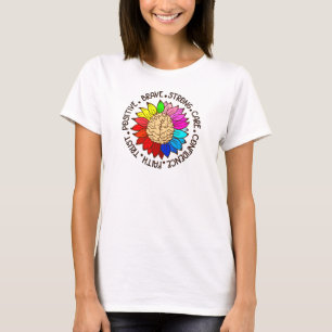 Colourful Sunflower Brain Mental Health Awarenes T-Shirt