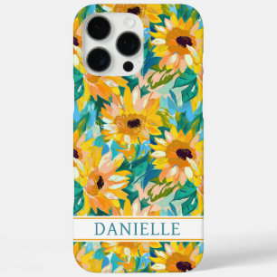 Colourful Sunflower Painting Monogrammed iPhone 16 Pro Max Case