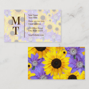 Colourful Sunflower & Purple Personalised  Business Card