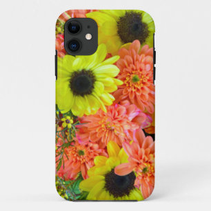 Colourful sunflowers and dahlias floral bouquet iPhone 11 case