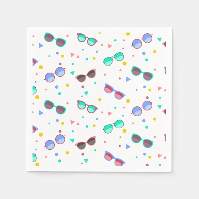 Colourful sunglasses pattern summer napkin (Front)