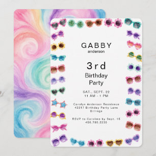 Colourful Sunglasses Young Girl Birthday Party Invitation