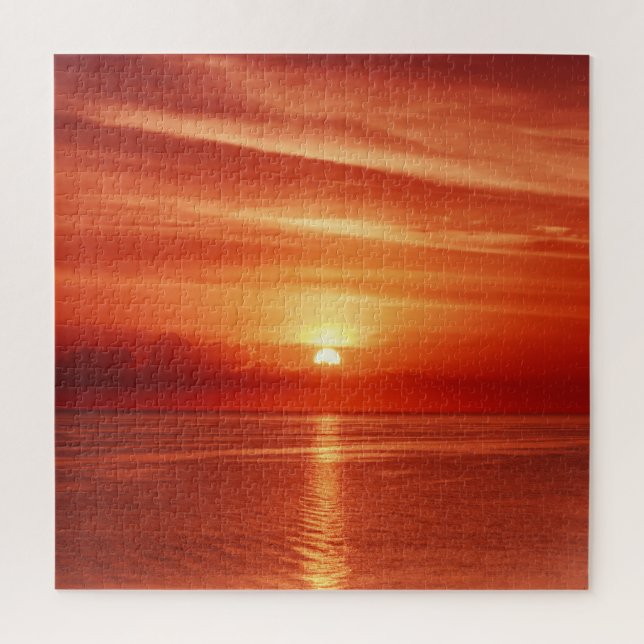 Colourful sunrise at sea, dramatic clouds. jigsaw puzzle (Vertical)