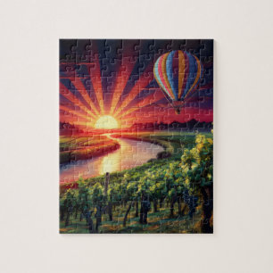 Colourful Sunrise in Napa Valley Hot Air Balloon Jigsaw Puzzle