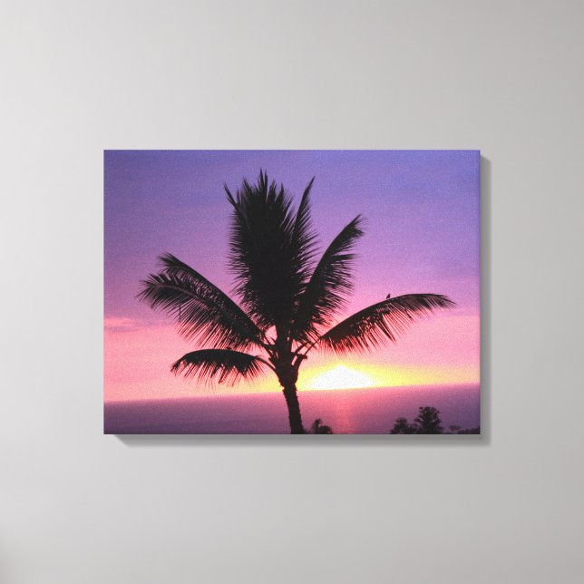 Colourful Sunset and Palm Tree Canvas Print (Front)