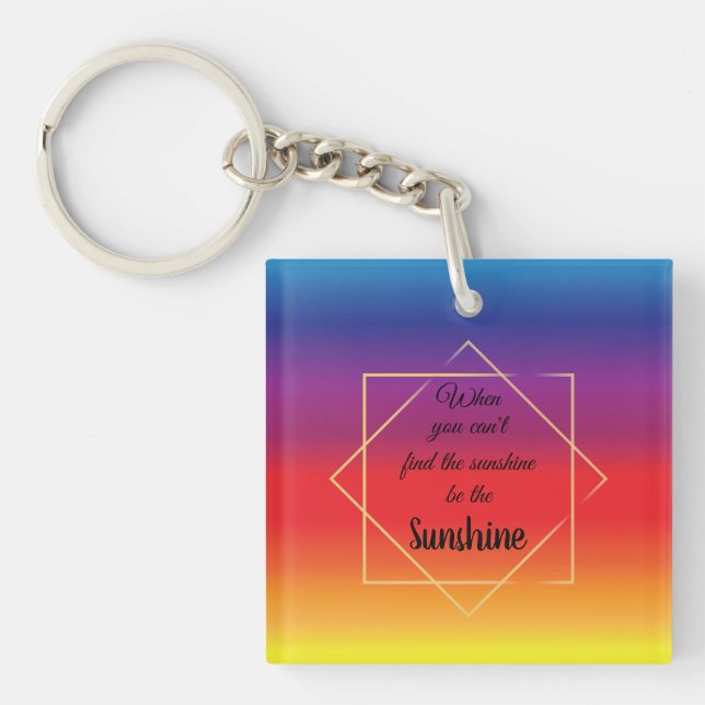 colourful sunset colours with inspirational quote key ring (Front)