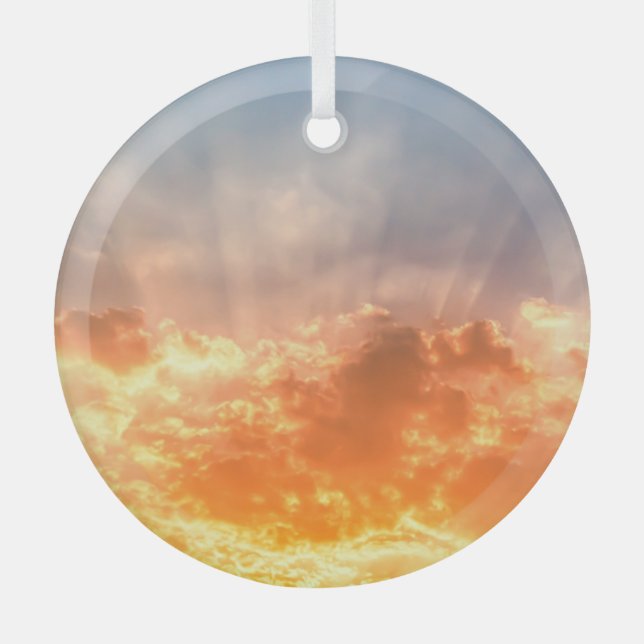 Colourful sunset: fiery sky twilight. glass tree decoration (Front)