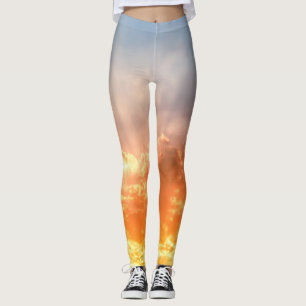 Colourful sunset: fiery sky twilight. leggings