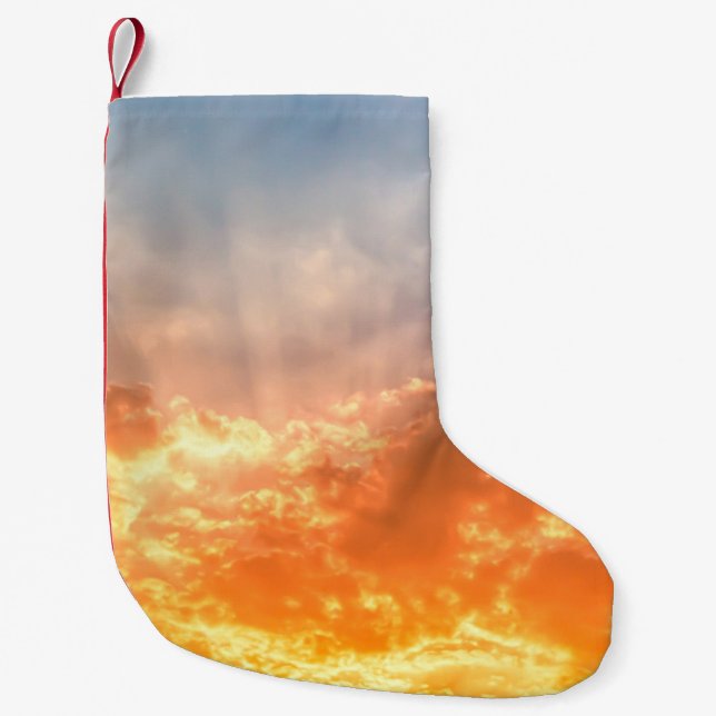 Colourful sunset: fiery sky twilight. small christmas stocking (Front)