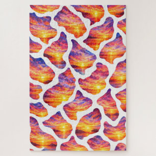 Colourful Sunset Ocean Pattern Jigsaw Puzzle