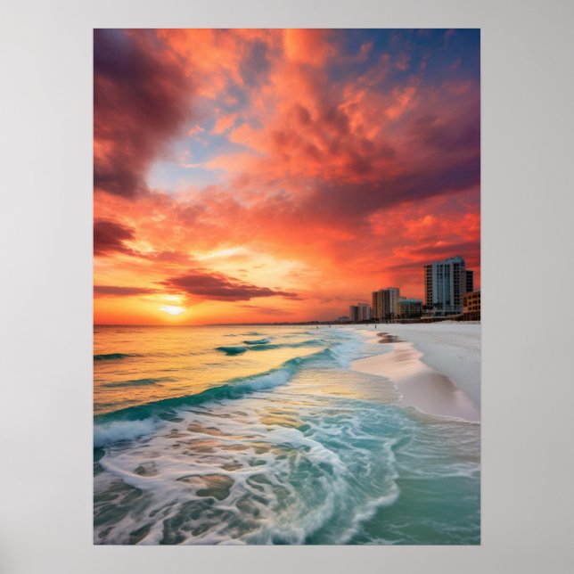 Colourful Sunset on Panama City Beach Poster (Front)