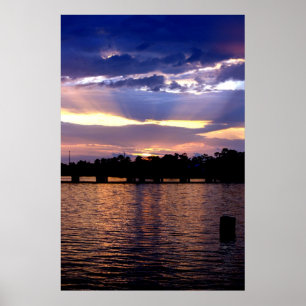 Colourful Sunset over Lake Pontchartrain Poster