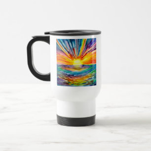 Colourful Sunset over the Colourful Water Travel Mug