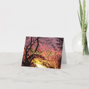 Colourful Sunset Through Bare Trees Thank You Card