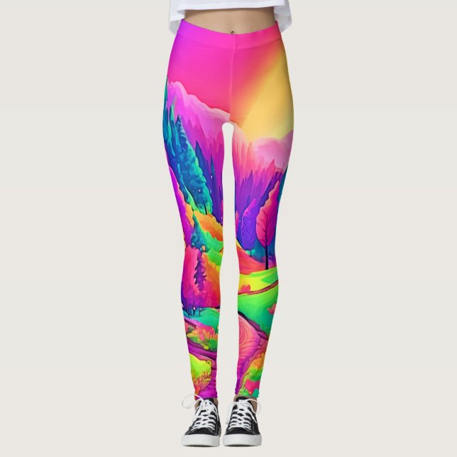Colourful Sunset View Leggings (Front)