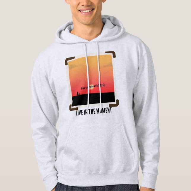 Colourful sunsets with modern text hoodie (Front)