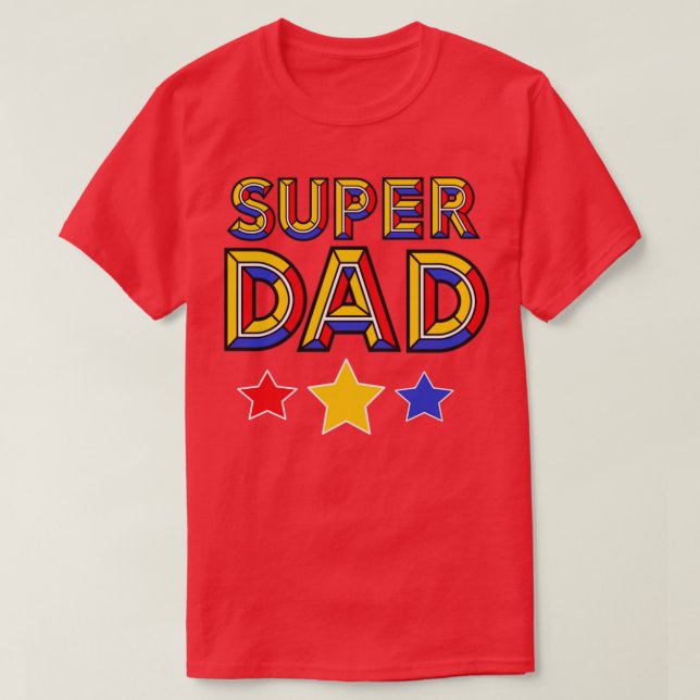 Colourful Super Dad Design T-Shirt (Design Front)