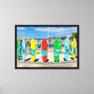 Colourful Surf Boards in Cabo San Lucas, Mexico Canvas Print