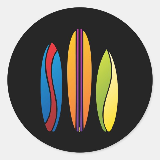 Colourful Surfboards Classic Round Sticker (Front)