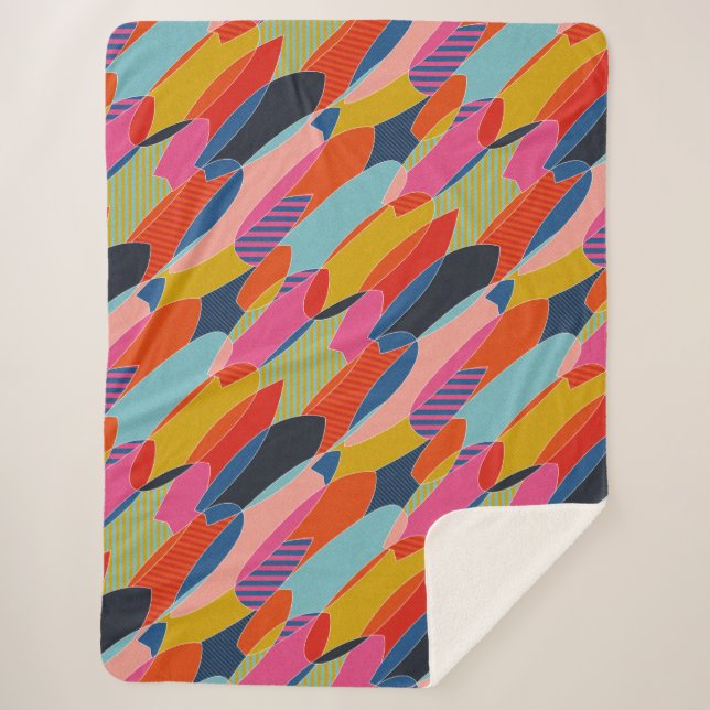 Colourful surfboards sherpa blanket (Front)