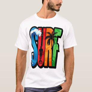 Colourful Surfing Beach Wave Summer Tropical Surfe T-Shirt
