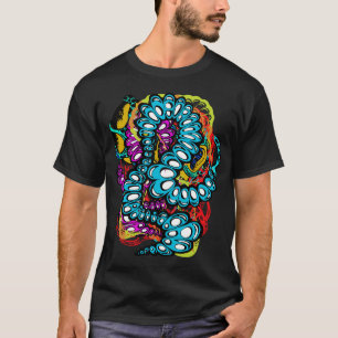 Colourful Surreal Abstract Caterpillar Design T-Shirt
