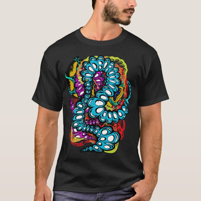 Colourful Surreal Abstract Caterpillar Design T-Shirt (Front)