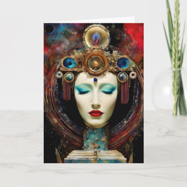 Colourful Surreal Abstract Face Collage Card (Front)