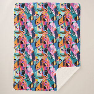 Colourful Surreal Abstract Pattern Sherpa Blanket