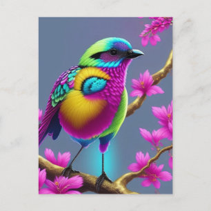 Colourful Surreal Bird Postcard