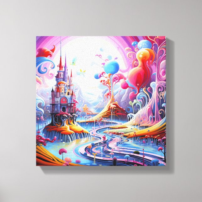 Colourful surreal land canvas print (Front)