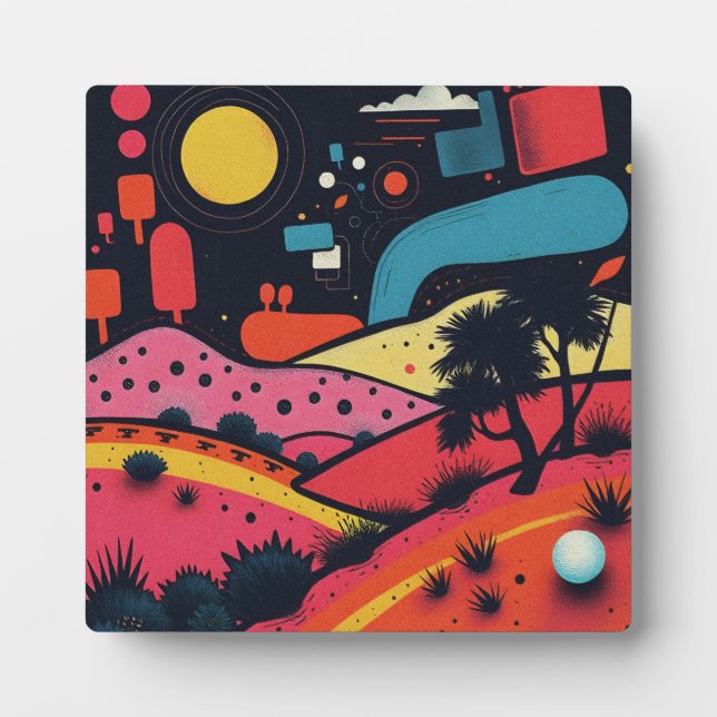 Colourful Surreal Landscape Art Plaque (Front)