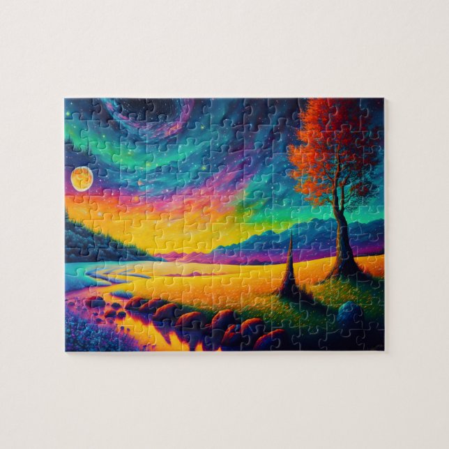 Colourful Surreal Nighttime Landscape Jigsaw Puzzle (Horizontal)