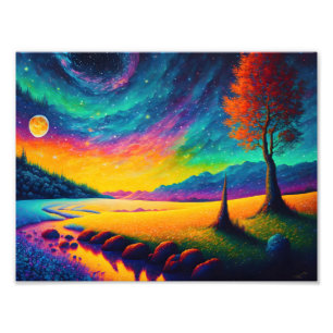 Colourful Surreal Nighttime Landscape Photo Print