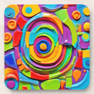 Colourful Surreal Sculpture Play Coaster